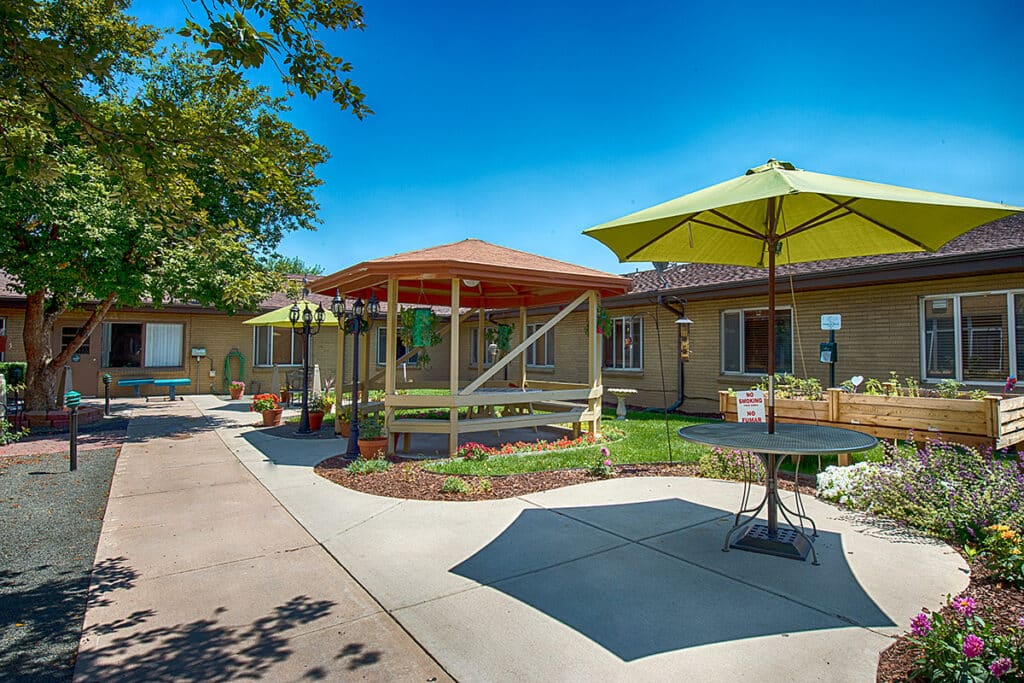 back patio of the Westwood Post Acute facility